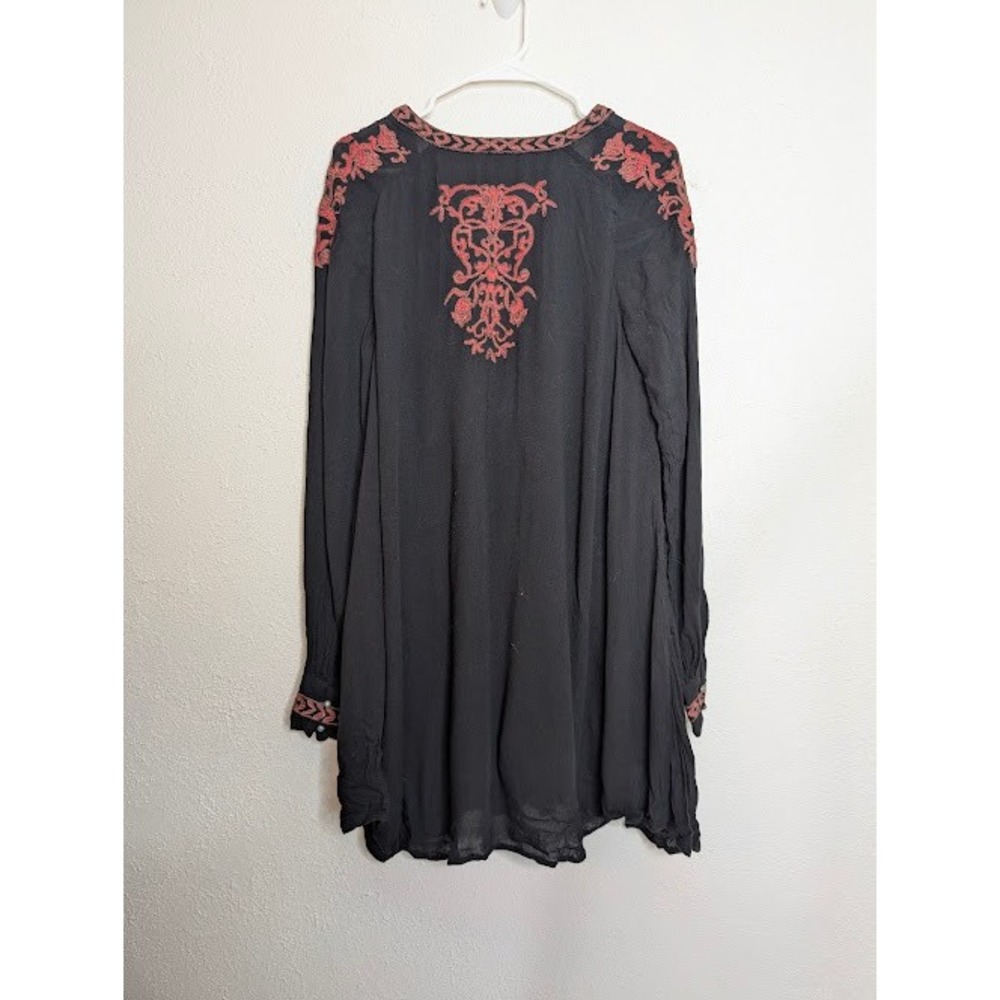 Free People Womens Small Black Embroidered Long Sleeve Dress Boho Long Sleeve - Picture 3 of 6